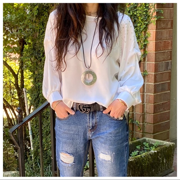 ✨PARIS✨ beautiful white blouse sleeves detail - Picture 3 of 8